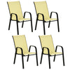 Outsunny Set of Four Stackable Mesh Seat Chairs - Beige