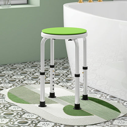 HOMCOM 360 Swivel Shower Chair, Height Adjustable Aluminium Shower Stool with Non-Slip Feet for Disabled, Elderly, Green