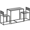HOMCOM 3 Piece Table Stool Set - Charcoal Grey Wood-Effect
