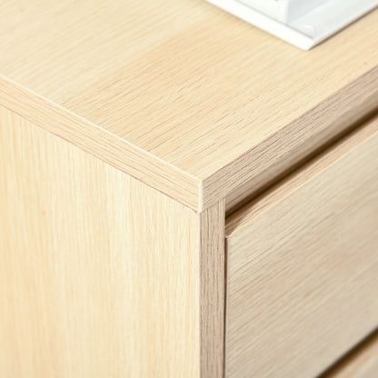 HOMCOM Four-Drawer Office Filing Cabinet, with Wheels - Natural