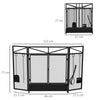 HOMCOM 3 Panel Folding Fire Guard Screen with Fireplace Tool Sets and Front Doors, Freestanding Fire Screen Spark Guard with Feet for Open Fire, Log Burner, Fireplace, 122 x77 cm, Black