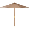 Outsunny 3(m) Garden Umbrella Wooden Parasol 8 Ribs Bamboo Sun Shade Patio Outdoor Umbrella Canopy Khaki