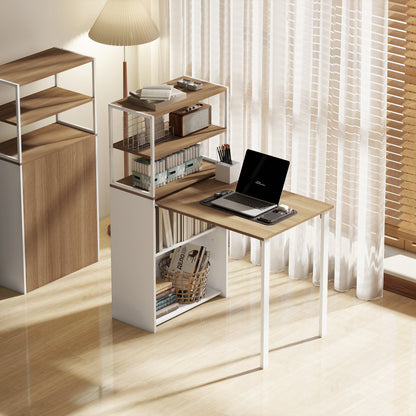 HOMCOM Folding Shelf and Work Table - Natural