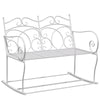 Outsunny Patio 2 Seater Rocking Bench Steel Garden Outdoor Garden Loveseat Chair w/ Decorative Backrest White