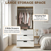 HOMCOM Modern Clothes Storage Cupboard Unit, 3 Drawer 2 Door Wardrobe with Hanging Rod, Oak