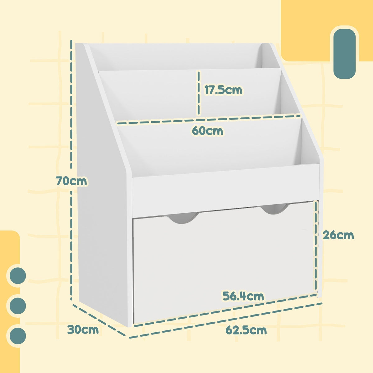 AIYAPLAY Bookcase for Kids with Shelves in White