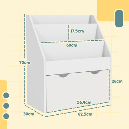 AIYAPLAY Bookcase for Kids with Shelves in White