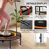 HOMCOM Fitness Trampoline, Bouncer with Adjustable Handle, Max Load 150 kg