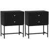 HOMCOM Elegant Two-Drawer Bedside Table Set of 2 - Black