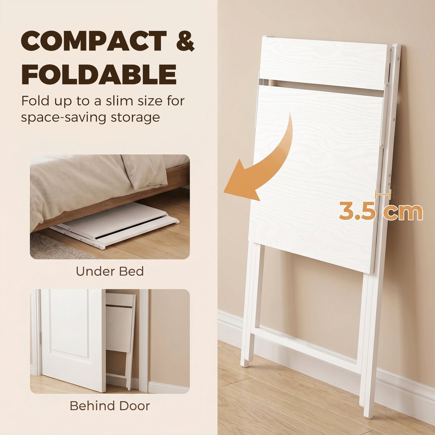 HOMCOM 70 cm Folding Computer Desk with Monitor Shelf - White