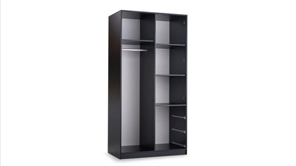 Lati D2 Mirrored Hinged Door Wardrobe 100cm (LATI-D2) in Oak Viking