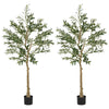 HOMCOM Set of Two Silk Leaf Artificial Olive Trees