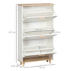 HOMCOM Narrow Shoe Cabinet, Slim Shoe Storage Cabinet with 3 Flip Drawers and Adjustable Shelves, 12 Pair of Shoes Organizer for Hallway, Entryway, Cream White