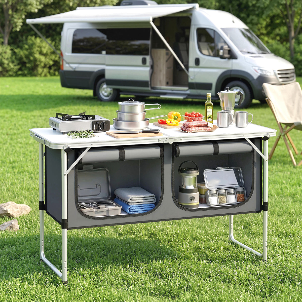 Outsunny Camping Cupboards in Silver
