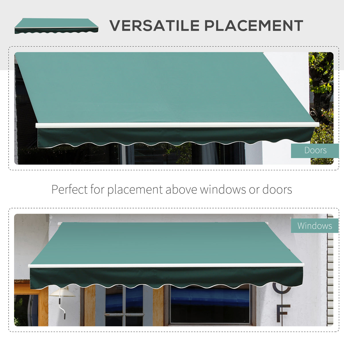 Outsunny Manual Retractable Awning in Greyish Green