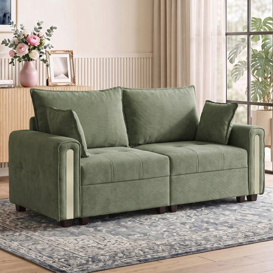 HOMCOM 2 Seater Sofa with Lift-Up Storage in Dark Green