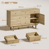 HOMCOM Sideboard with 5 Drawers and 2 Cabinets Buffet Cabinet with Solid Wood Legs 136 cm Walnut