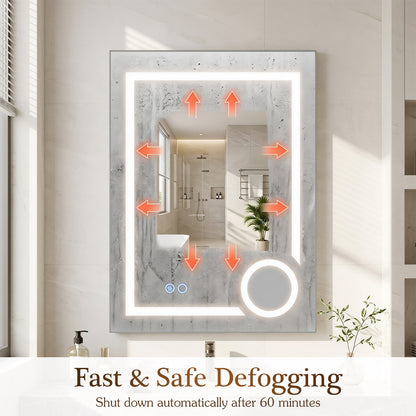 LED Lighted Bathroom Mirror with Anti-Fog and 3 Color Lights