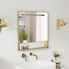 LED Bathroom Mirror with Shelf Aluminum Framed Right-angled Shape-Golden