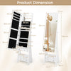 3-Color LED Lighted Jewelry Cabinet with Full-Length Mirror and Adjustable Tilt Angles-White