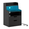 LED Nightstand with Charging Station 2-Drawer Bedside Table with Open Shelf-Black