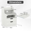LED Nightstand with Charging Station 2-Drawer Bedside Table with Open Shelf-White