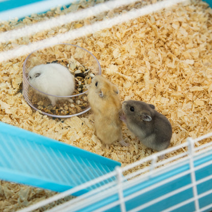 قفص هامستر من PawHut مع زجاجة مياه وعجلة تمرين وأنابيب ومنحدرات - أزرق فاتح