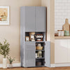 HOMCOM 180 cm Tall Kitchen Cupboard, Pantry Storage Cabinet with Soft Close Doors and Adjustable Shelves, High Gloss Grey