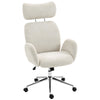 HOMCOM Office Chair with Adjustable Headrest, Spring Pack, Curved Line, Boucle Fabric - Pale Grey