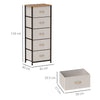 HOMCOM Fabric Chest of Drawers, Industrial Bedroom Dresser with 5 Fabric Drawers, Steel Frame and Wooden Top for Nursery, Living Room, Hallway, Cream White