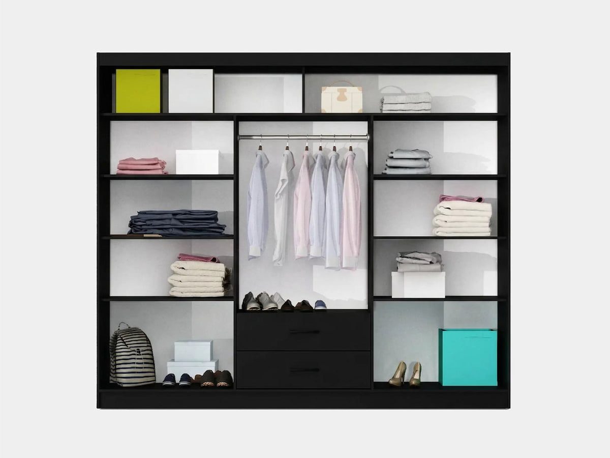 Lizbona II Mirrored Sliding Door Wardrobe 250cm (LIZBONA-II-250)