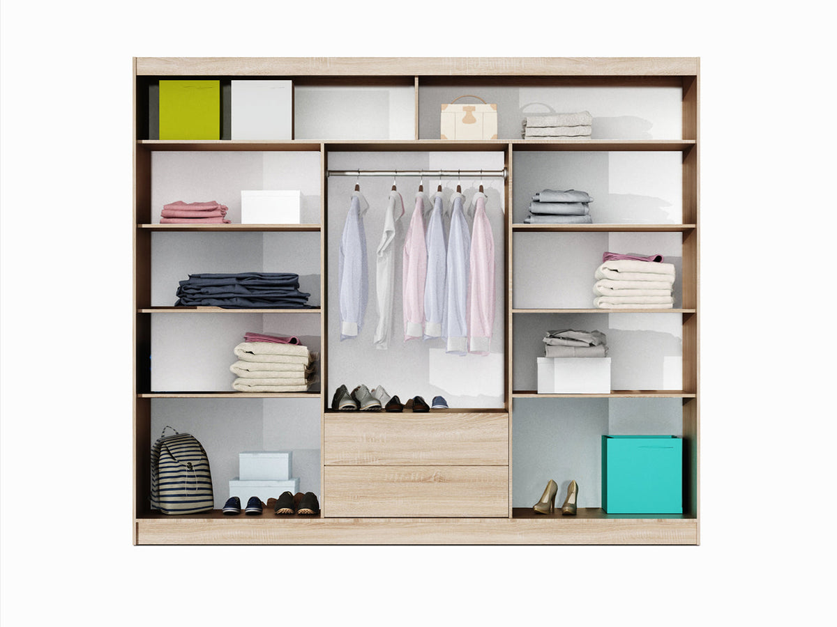 Lizbona II Mirrored Sliding Door Wardrobe 250cm (LIZBONA-II-250)