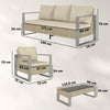 Outsunny 4 Piece Rattan Garden Furniture Set with 3-Seater Sofa, Armchairs, Table, Aluminium Frame Patio Conversation Set, Khaki