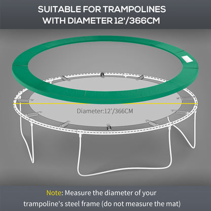 HOMCOM 12FT Replacement Trampoline Pad Thick Foam Safety Î¦366cm Spring Cover Bounce Padding - Green
