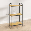 HOMCOM 3-Tier Bamboo Bathroom Storage Shelf, Freestanding Narrow Shelving Unit with Slatted Shelves for Kitchen Bathroom Living Room, 41.5 x 21.5 x 77.5 cm, Natural and Black