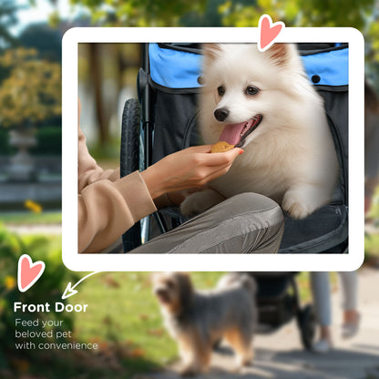 PawHut Foldable Pet stroller, Dog Buggy with Three Wheels, for Small/Medium Dogs, Blue
