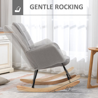 The nursery chair demonstrating its gentle rocking motion with a forty degree angle