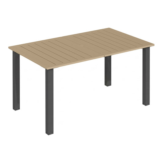 Outsunny Garden Dining Table for 6 with Parasol Hole in Brown