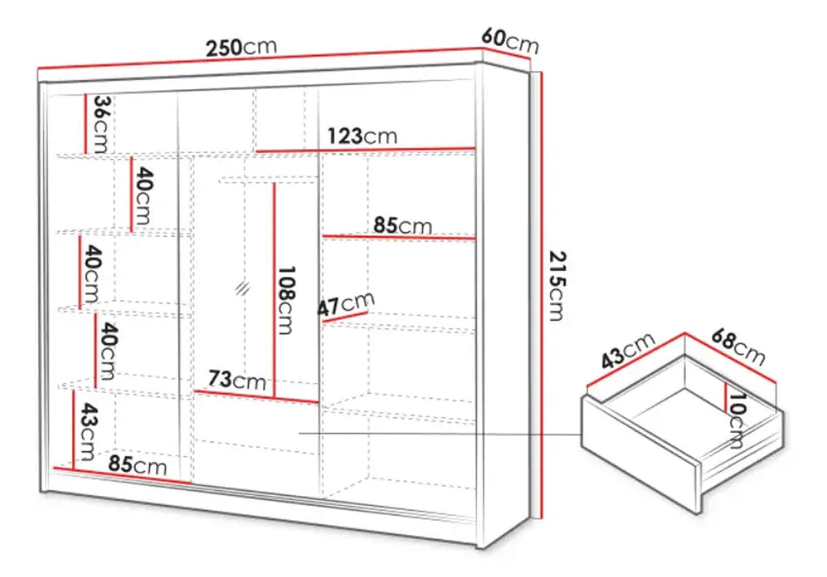 London Mirrored Sliding Door Wardrobe
