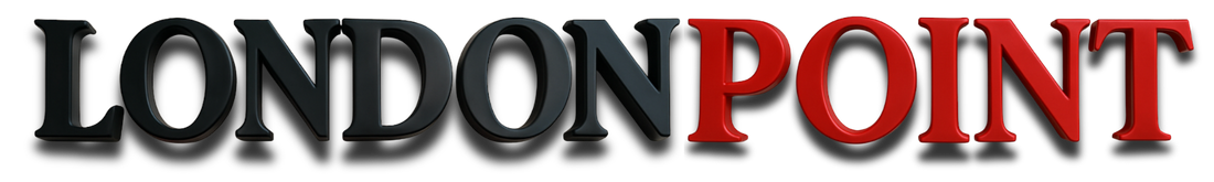 Logo of 'London Point' with black and red text.