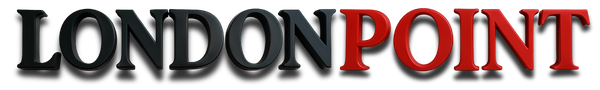 Logo of 'London Point' with black and red text.
