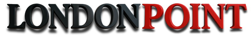 Logo of 'London Point' with black and red text.