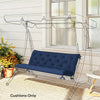 Outsunny 3 Seater Bench Cushion, Garden Chair Cushion with Back and Ties for Indoor and Outdoor Use, 98 x 150 cm, Dark Blue