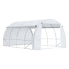 Outsunny 4 x 3 x 2 m Polytunnel Greenhouse with Roll-up Side Walls, Walk-in Grow House Tent with Steel Frame, Reinforced Cover, Zipped Door and 12 Mesh Windows for Garden, White