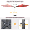 Outsunny 3 x 3(m) Cantilever Parasol with Cross Base Crank Handle - Wine Red