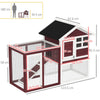 PawHut Rabbit Hutch Outdoor Wooden Guinea Pig Hutch Rabbit Run Bunny Cage Small Animal House Pull-Out Tray, Brown, 124 x 63 x 93 cm