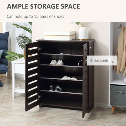 HOMCOM 15 Shoe Storage Cabinet in Dark Brown