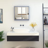 HOMCOM Wall Mounted Mirror Cabinet with Storage Shelf Bathroom Cupboard Double Door Grey