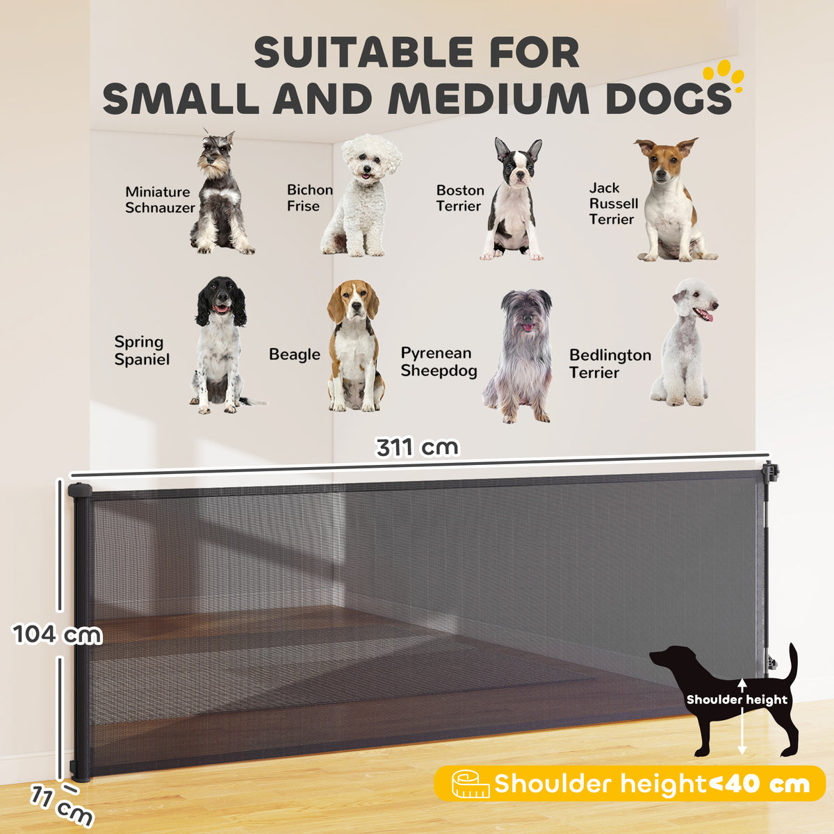PawHut Retractable Dog Gate in Black