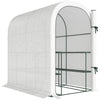 Outsunny Walk-in Greenhouse with Shelves, Small Greenhouse with PE Cover and Roll-up Door, 123 x 187 x 189 cm, White